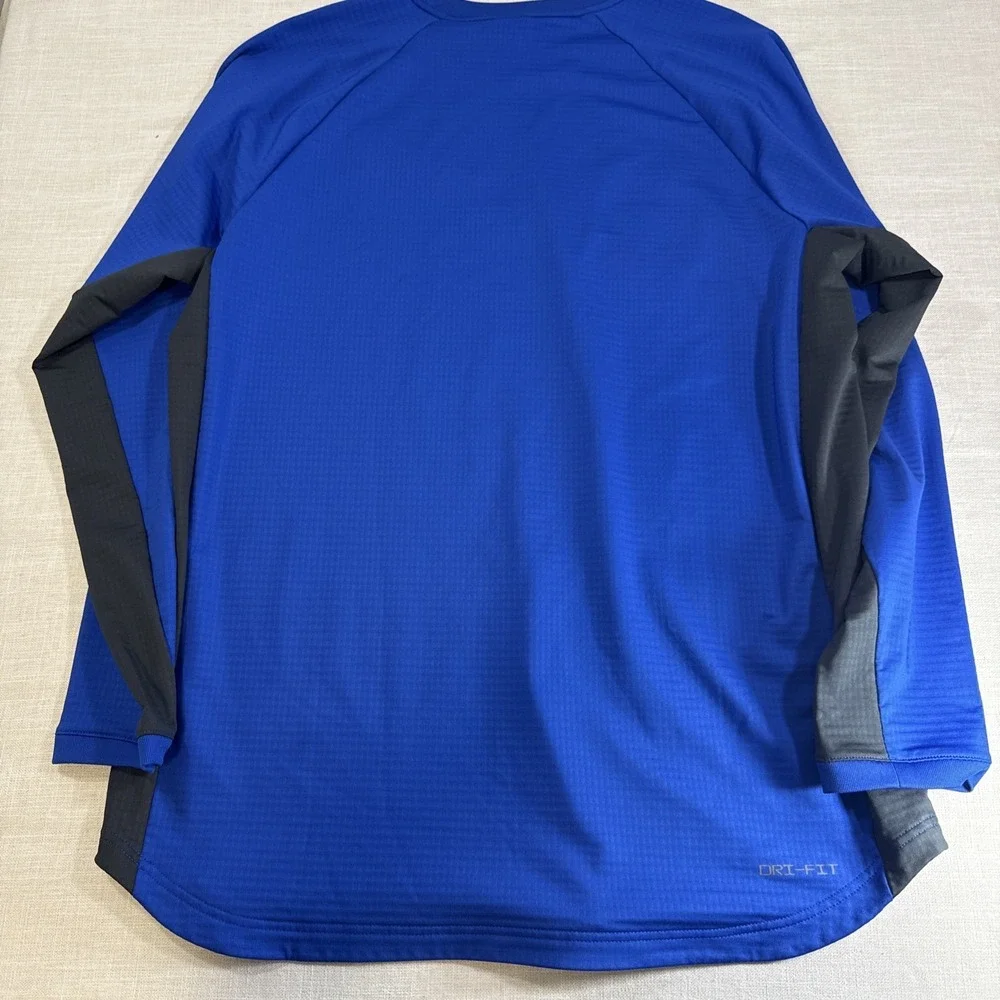 Nike Dri Fit Pregame Top Mens XL Blue Logo Warmup Pullover Training Sweatshirt